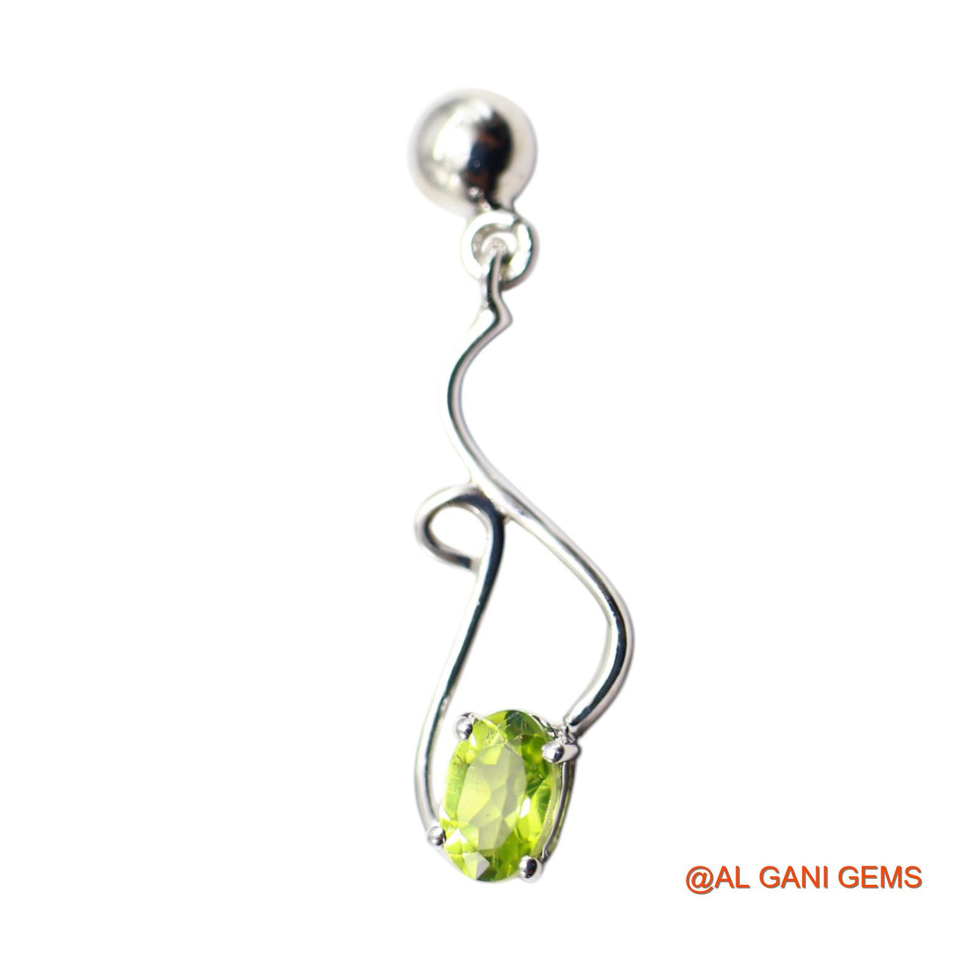 925 Sterling Silver Natural Peridot Daughter Dangle Hook Earrings SE-52