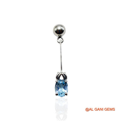 Natural Blue Topaz Dangle Drop Wedding Throat Chakra Earrings 925 Silver SE-53
