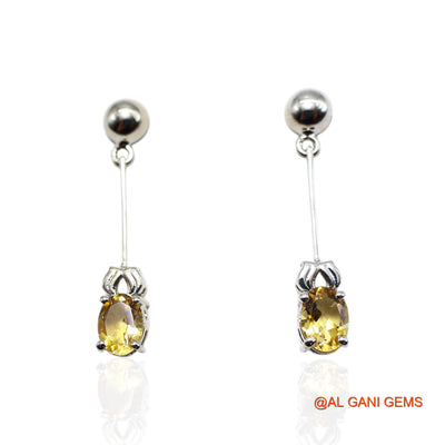 Faceted Natural Citrine 925 Sterling Silver Dangle Drop Hook Earrings SE-55