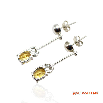 Faceted Natural Citrine 925 Sterling Silver Dangle Drop Hook Earrings SE-55