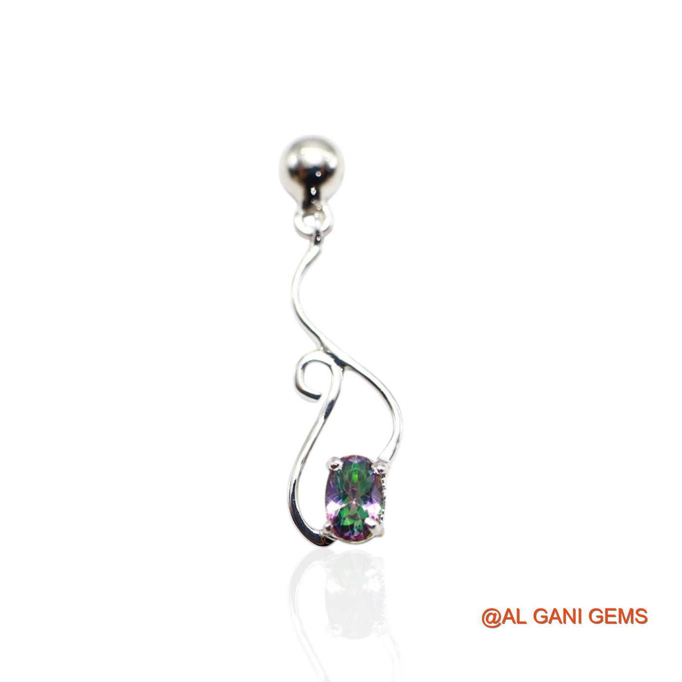 925 Silver Natural Mystic Topaz Dangle Hook Anniversary Wedding Earrings SE-56