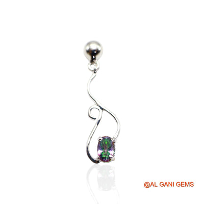 925 Silver Natural Mystic Topaz Dangle Hook Anniversary Wedding Earrings SE-56