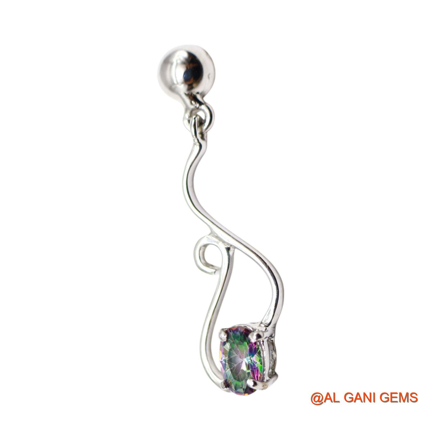 925 Silver Natural Mystic Topaz Dangle Hook Anniversary Wedding Earrings SE-56