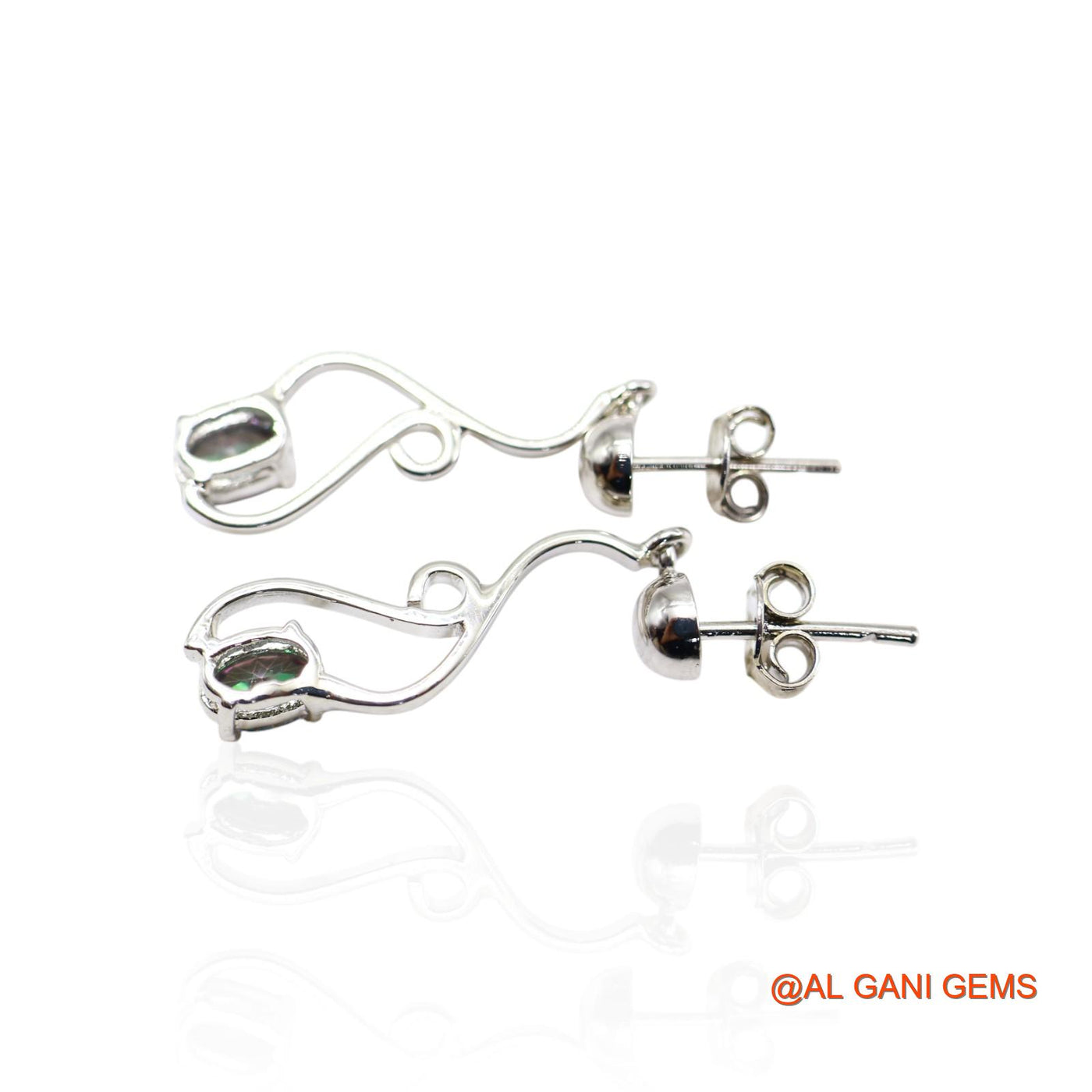 925 Silver Natural Mystic Topaz Dangle Hook Anniversary Wedding Earrings SE-56