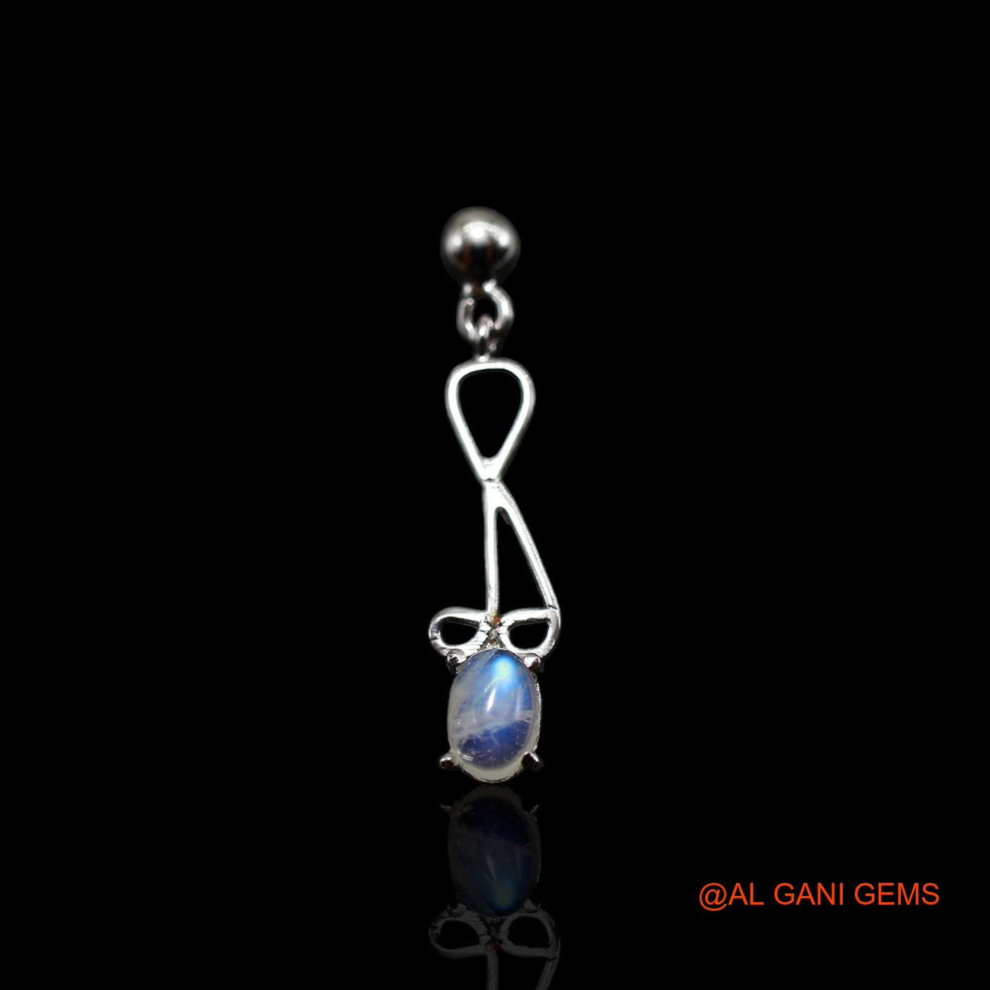 Natural White Rainbow Moonstone Sterling Silver Celestial Drop Dangle Boho Earrings SE-57