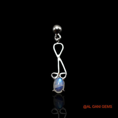 Natural White Rainbow Moonstone Sterling Silver Celestial Drop Dangle Boho Earrings SE-57