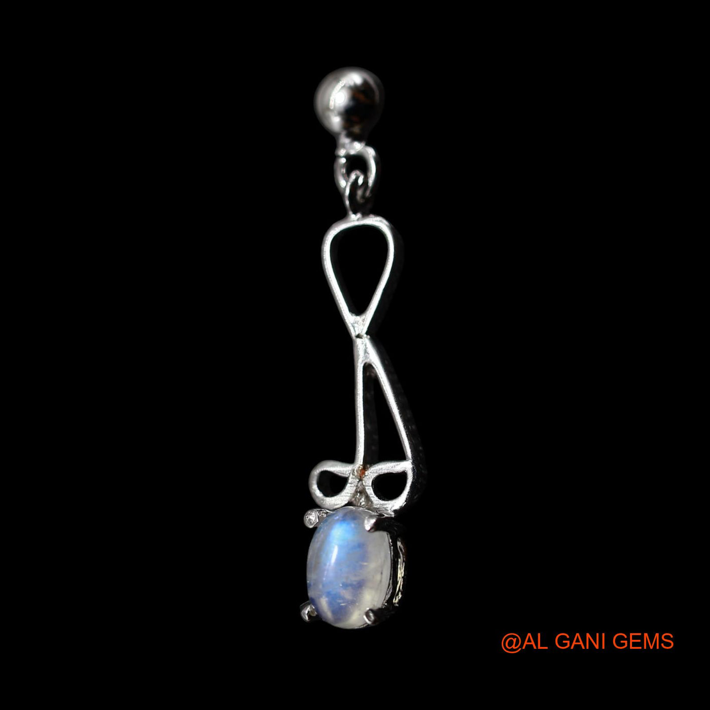 Natural White Rainbow Moonstone Sterling Silver Celestial Drop Dangle Boho Earrings SE-57