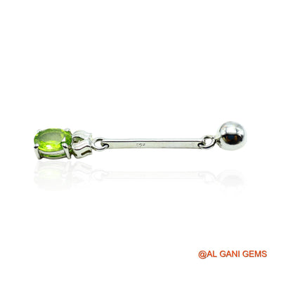 August Birth Natural Peridot Drop Dangle Earrings Sterling Silver SE-5