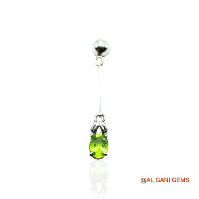 August Birth Natural Peridot Drop Dangle Earrings Sterling Silver SE-5