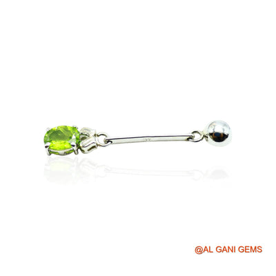 August Birth Natural Peridot Drop Dangle Earrings Sterling Silver SE-5
