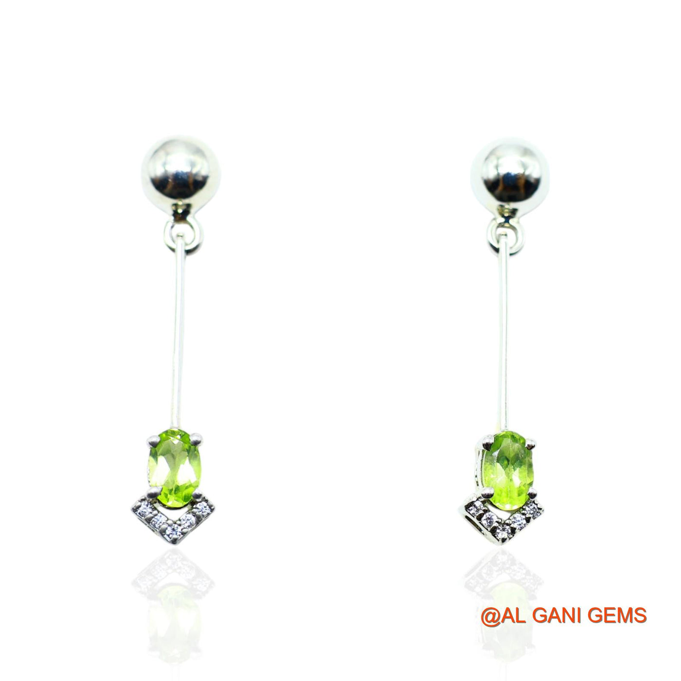 925 Silver Natural Peridot Zircon Handcrafted Dangling Hook Earrings SE-6