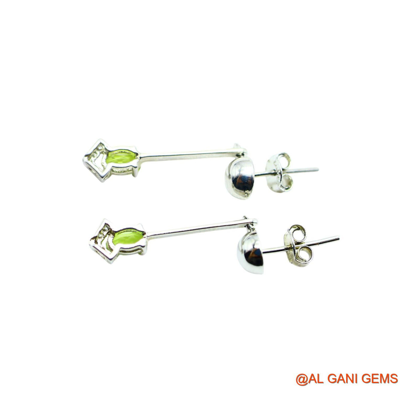 925 Silver Natural Peridot Zircon Handcrafted Dangling Hook Earrings SE-6