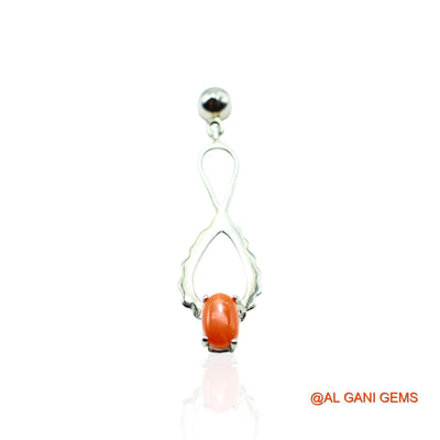 Natural Coral 925 Sterling Silver Dangle Drop Engagement Earrings SE-7