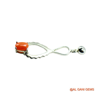 Natural Coral 925 Sterling Silver Dangle Drop Engagement Earrings SE-7