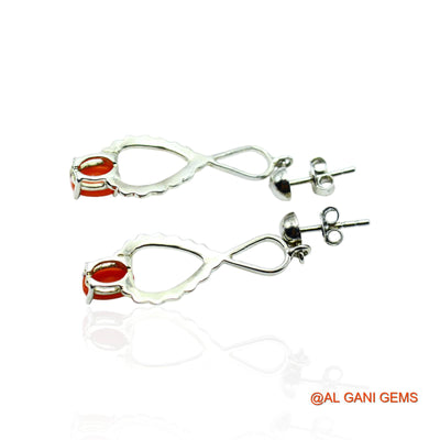 Natural Coral 925 Sterling Silver Dangle Drop Engagement Earrings SE-7