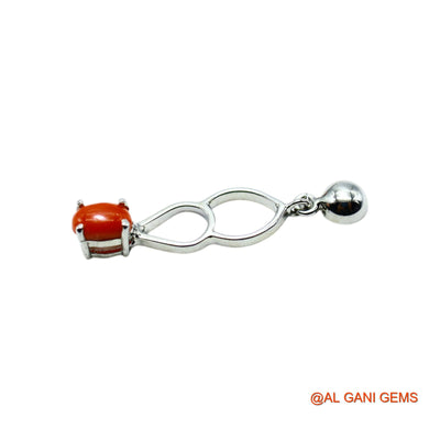 Coral Stone 925 Silver Bezel Dangle Drop Handcrafted Hook Earrings SE-8