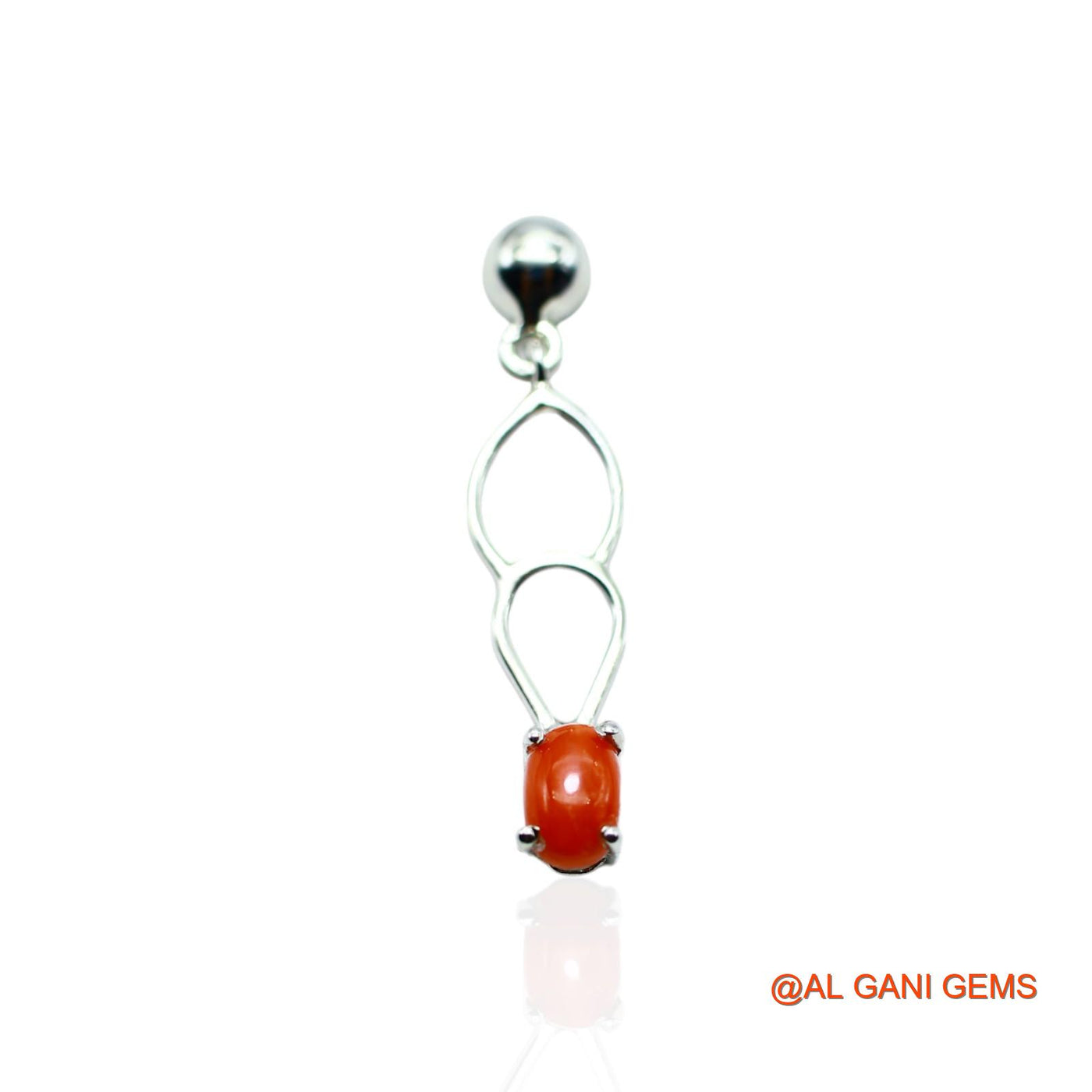 Coral Stone 925 Silver Bezel Dangle Drop Handcrafted Hook Earrings SE-8