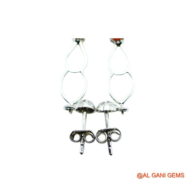 Coral Stone 925 Silver Bezel Dangle Drop Handcrafted Hook Earrings SE-8