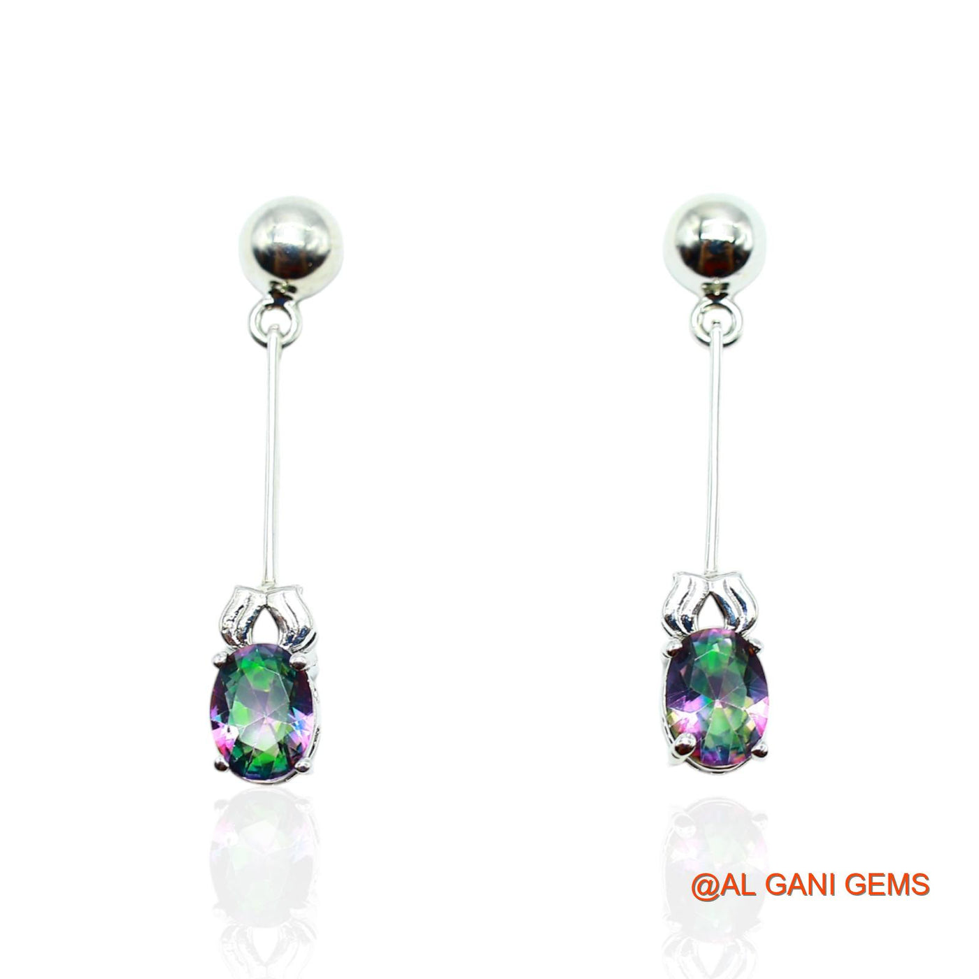 Faceted Natural Mystic Topaz Wedding Dangle Drop Earrings Sterling Silver SE-9