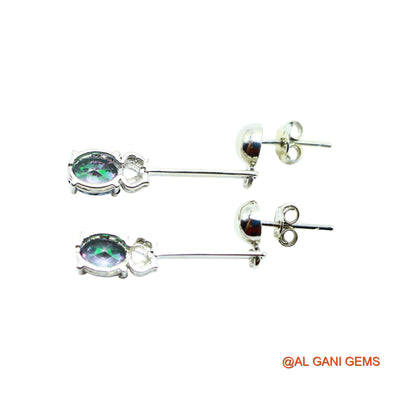 Faceted Natural Mystic Topaz Wedding Dangle Drop Earrings Sterling Silver SE-9