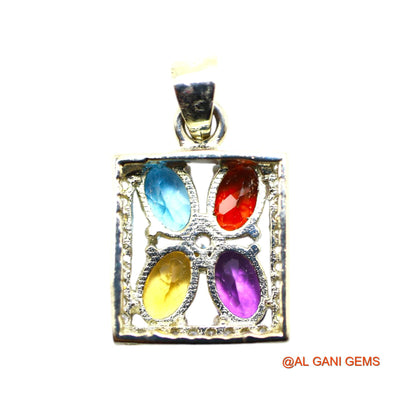 925 Sterling Silver Garnet, Amethyst, Citrin, BT Gemstone Zircon Bezel Antique Pendant SP-10