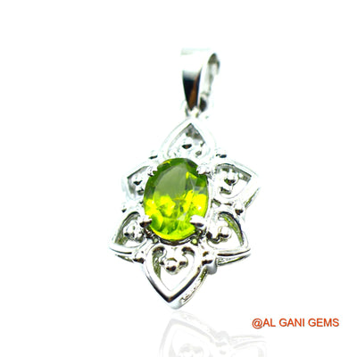 Faceted Natural Peridot Sterling Silver Mother Dainty Bezel Pendant SP-11