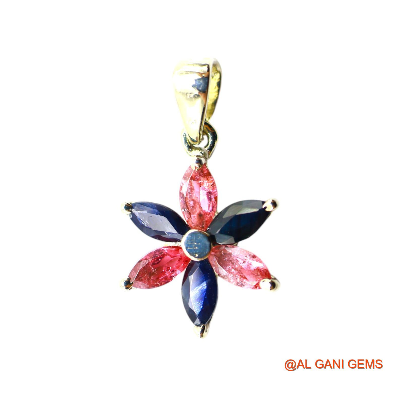 Blue Sapphire, Tourmaline Gemstone Tourmaline Mother Bezel Pendant 925 Sterling Silver SP-13