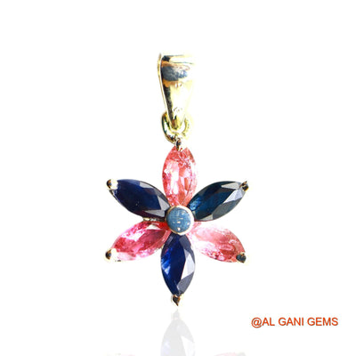 Blue Sapphire, Tourmaline Gemstone Tourmaline Mother Bezel Pendant 925 Sterling Silver SP-13