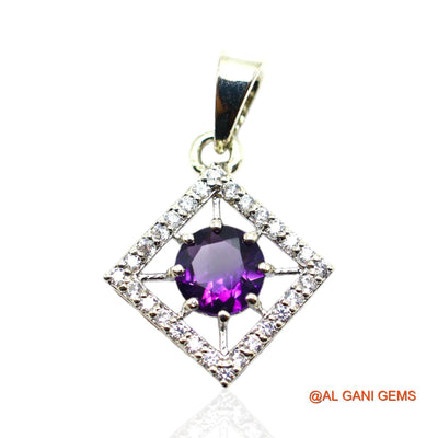 925 Silver Amethyst Gemstone Zircon Celestial Crown Chakra Pendant SP-14
