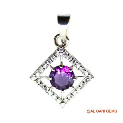 925 Silver Amethyst Gemstone Zircon Celestial Crown Chakra Pendant SP-14