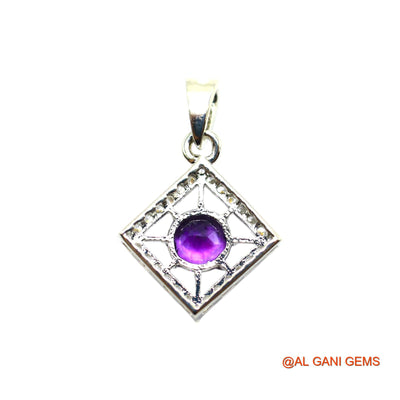 925 Silver Amethyst Gemstone Zircon Celestial Crown Chakra Pendant SP-14