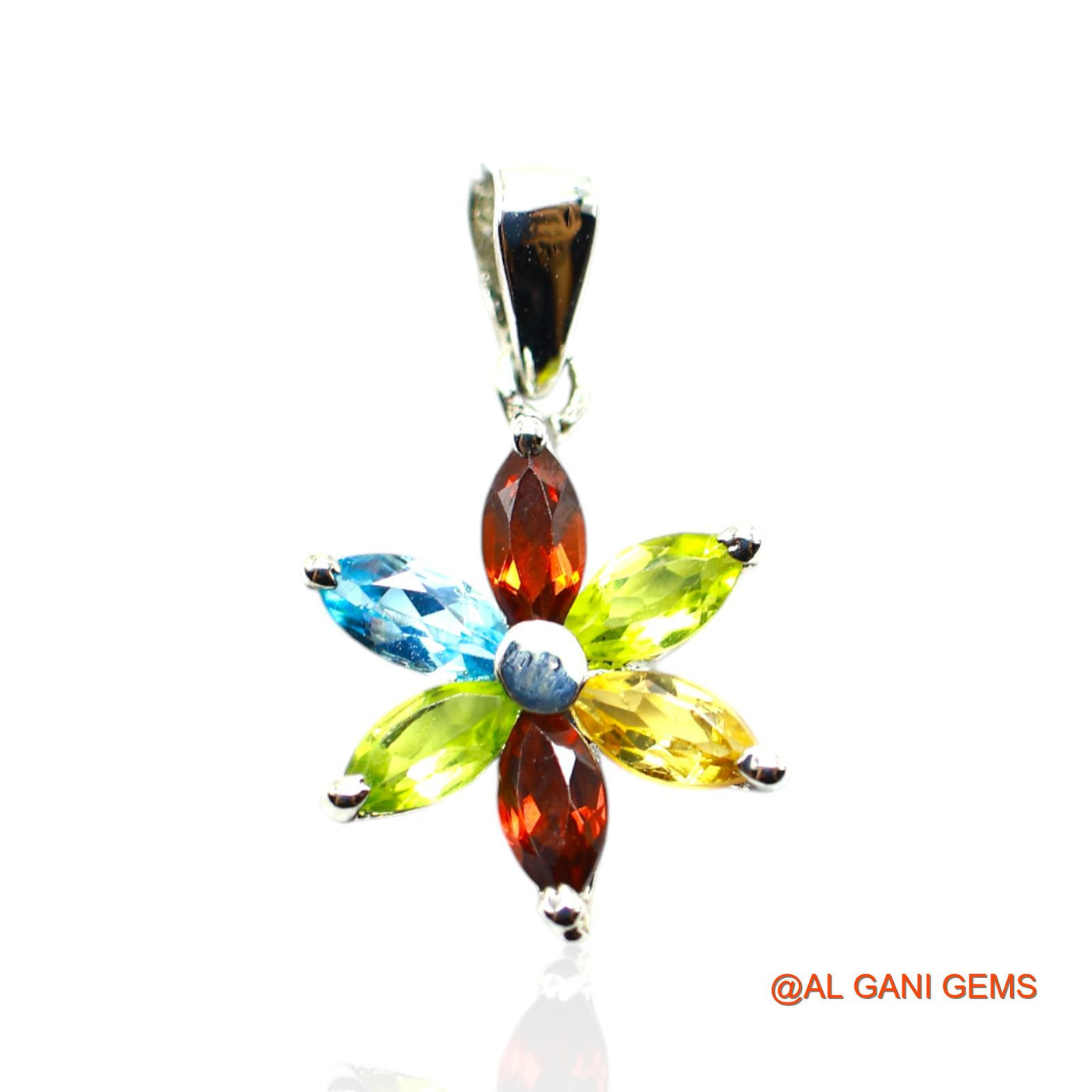 Natural Garnet, Peridot, Citrin, BT Peridot Bezel Mother Boho Pendant 925 Sterling Silver SP-15