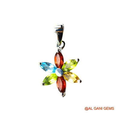 Natural Garnet, Peridot, Citrin, BT Peridot Bezel Mother Boho Pendant 925 Sterling Silver SP-15
