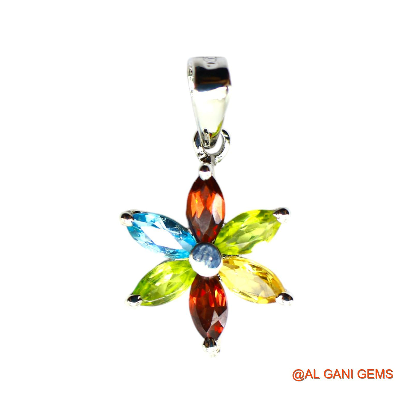 Natural Garnet, Peridot, Citrin, BT Peridot Bezel Mother Boho Pendant 925 Sterling Silver SP-15
