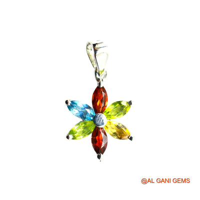 Natural Garnet, Peridot, Citrin, BT Peridot Bezel Mother Boho Pendant 925 Sterling Silver SP-15