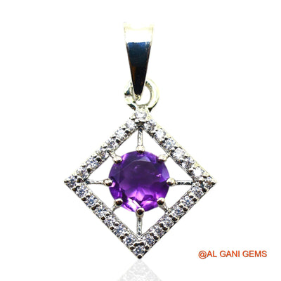 Amethyst Stone Zircon Daughter Engagement Pendant 925 Sterling Silver SP-16