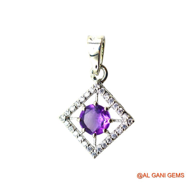 Amethyst Stone Zircon Daughter Engagement Pendant 925 Sterling Silver SP-16