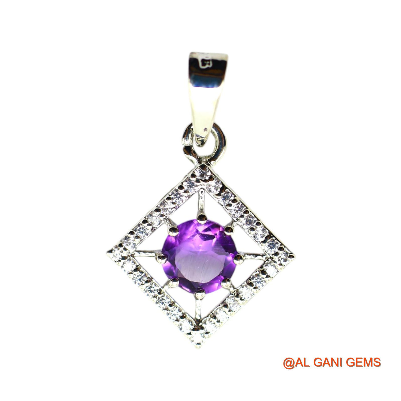 Amethyst Stone Zircon Daughter Engagement Pendant 925 Sterling Silver SP-16