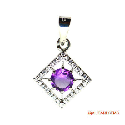 Amethyst Stone Zircon Daughter Engagement Pendant 925 Sterling Silver SP-16