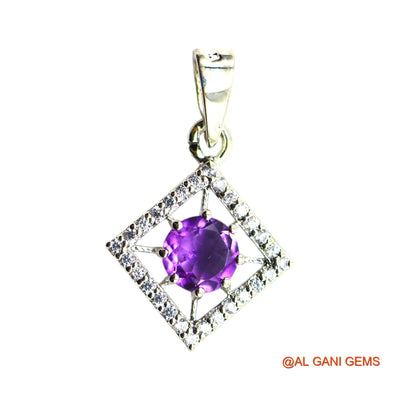 Amethyst Stone Zircon Daughter Engagement Pendant 925 Sterling Silver SP-16
