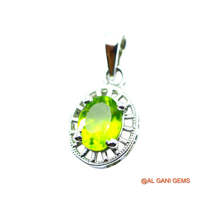Peridot Gemstone Sterling Silver Handmade Bezel Statement Pendant SP-17