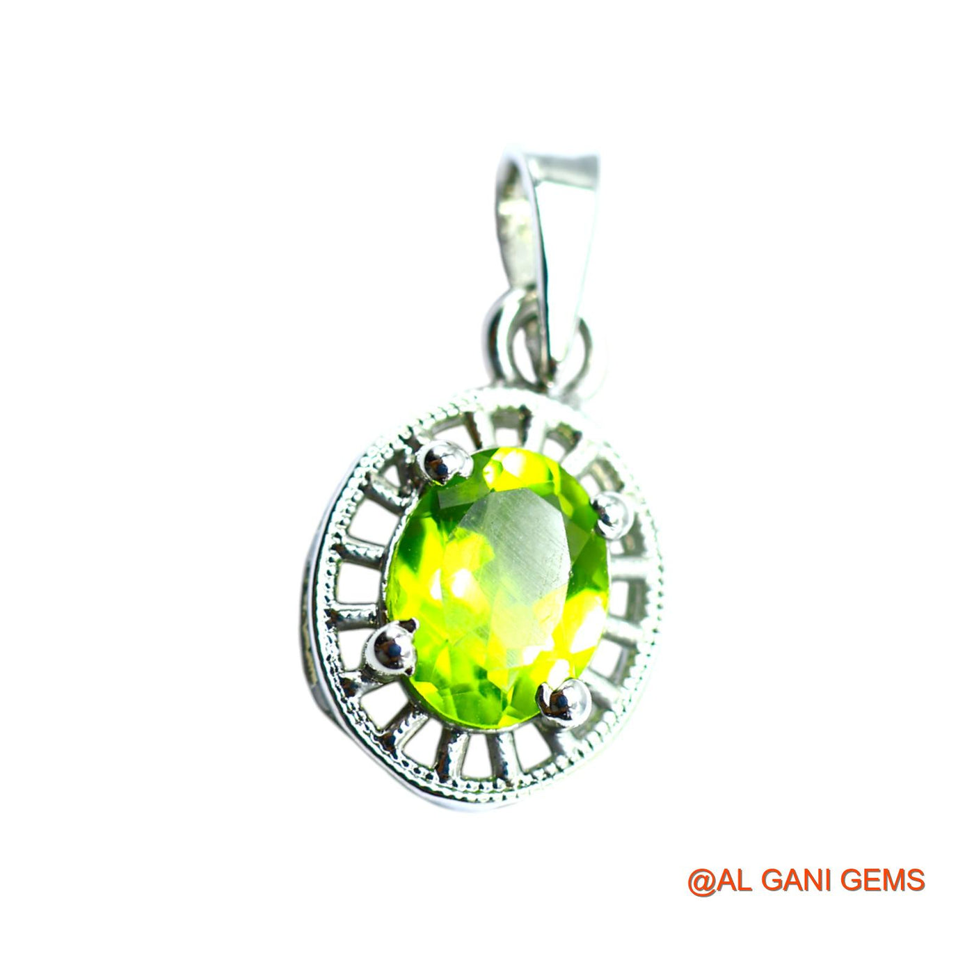Peridot Gemstone Sterling Silver Handmade Bezel Statement Pendant SP-17