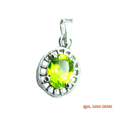 Peridot Gemstone Sterling Silver Handmade Bezel Statement Pendant SP-17