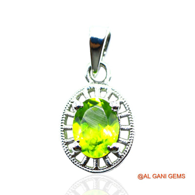 Peridot Gemstone Sterling Silver Handmade Bezel Statement Pendant SP-17