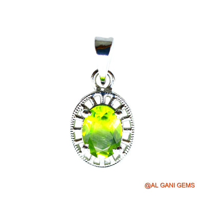 Peridot Gemstone Sterling Silver Handmade Bezel Statement Pendant SP-17