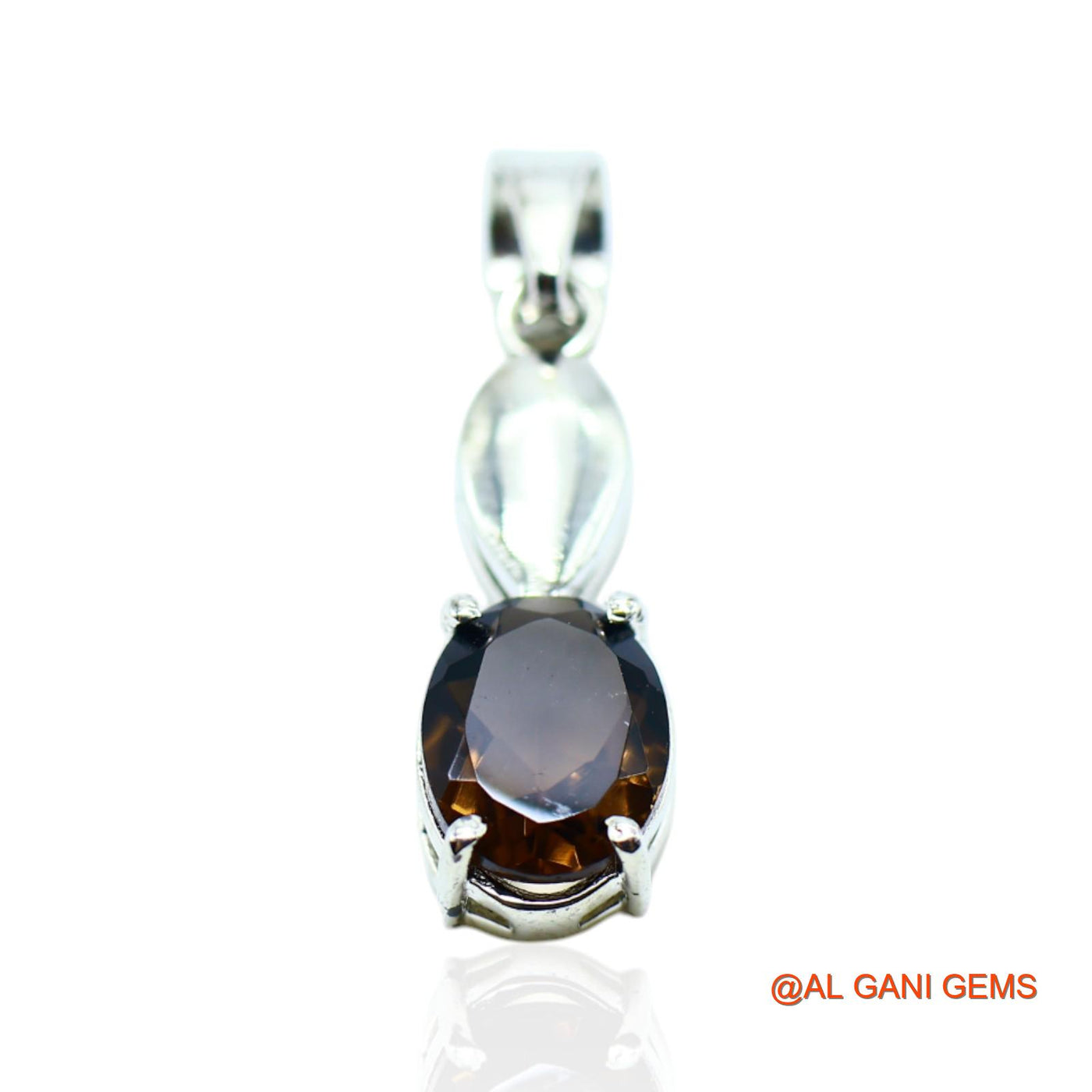 Sterling Silver Smokey Topaz Stone Mother Bezel Engagement Wedding Pendant SP-21