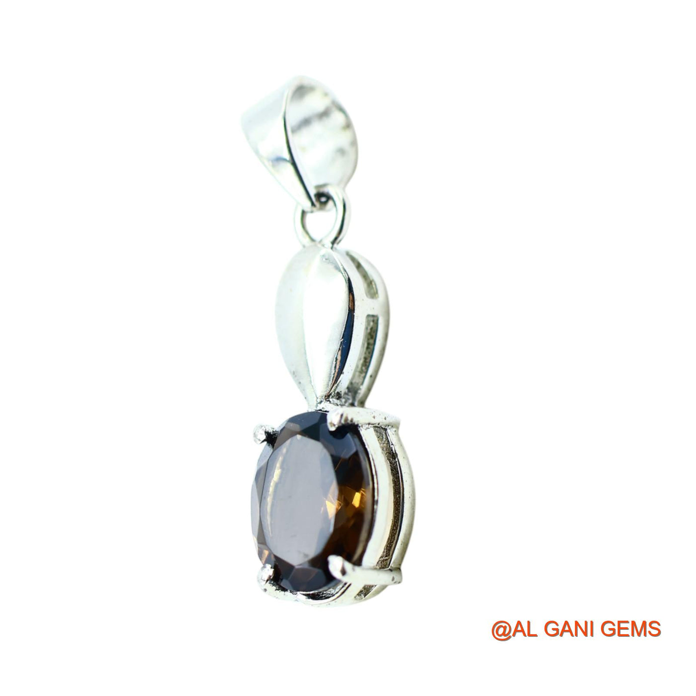 Sterling Silver Smokey Topaz Stone Mother Bezel Engagement Wedding Pendant SP-21