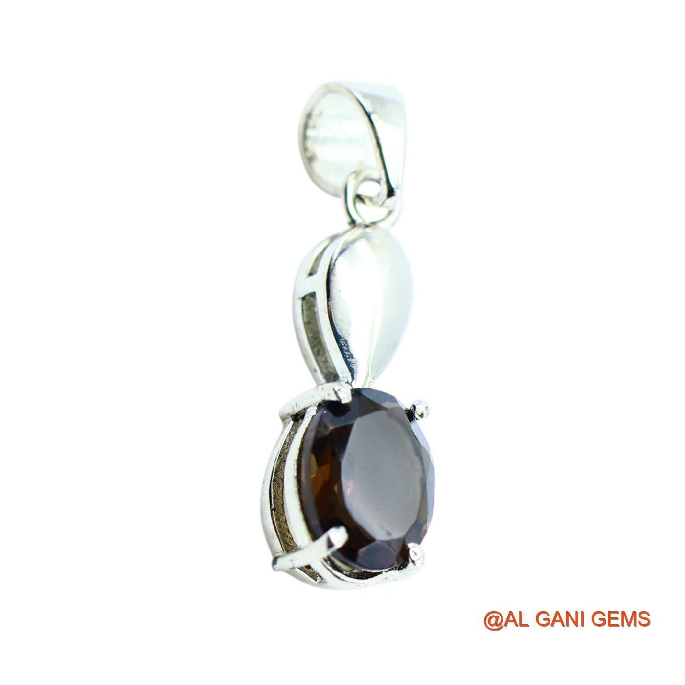Sterling Silver Smokey Topaz Stone Mother Bezel Engagement Wedding Pendant SP-21