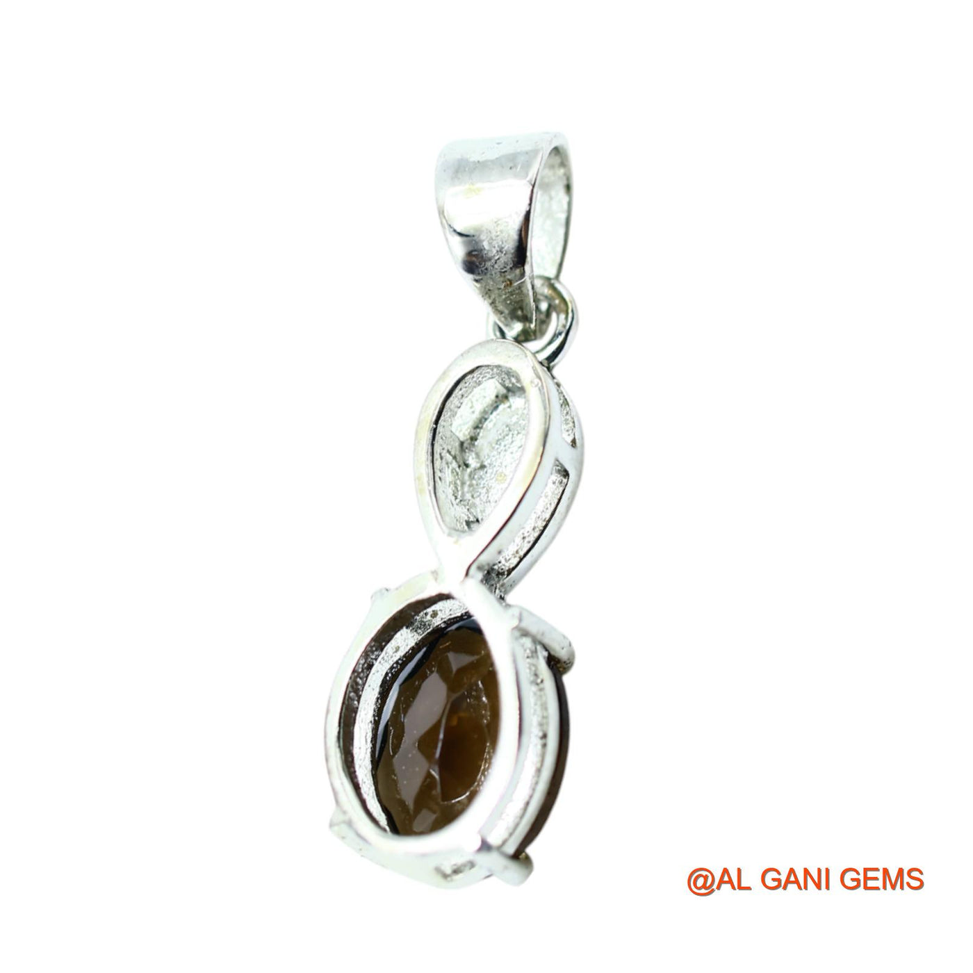 Sterling Silver Smokey Topaz Stone Mother Bezel Engagement Wedding Pendant SP-21