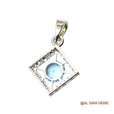 Faceted Blue Topaz Stone Zircon 925 Sterling Silver Bezel Mother Pendant SP-22